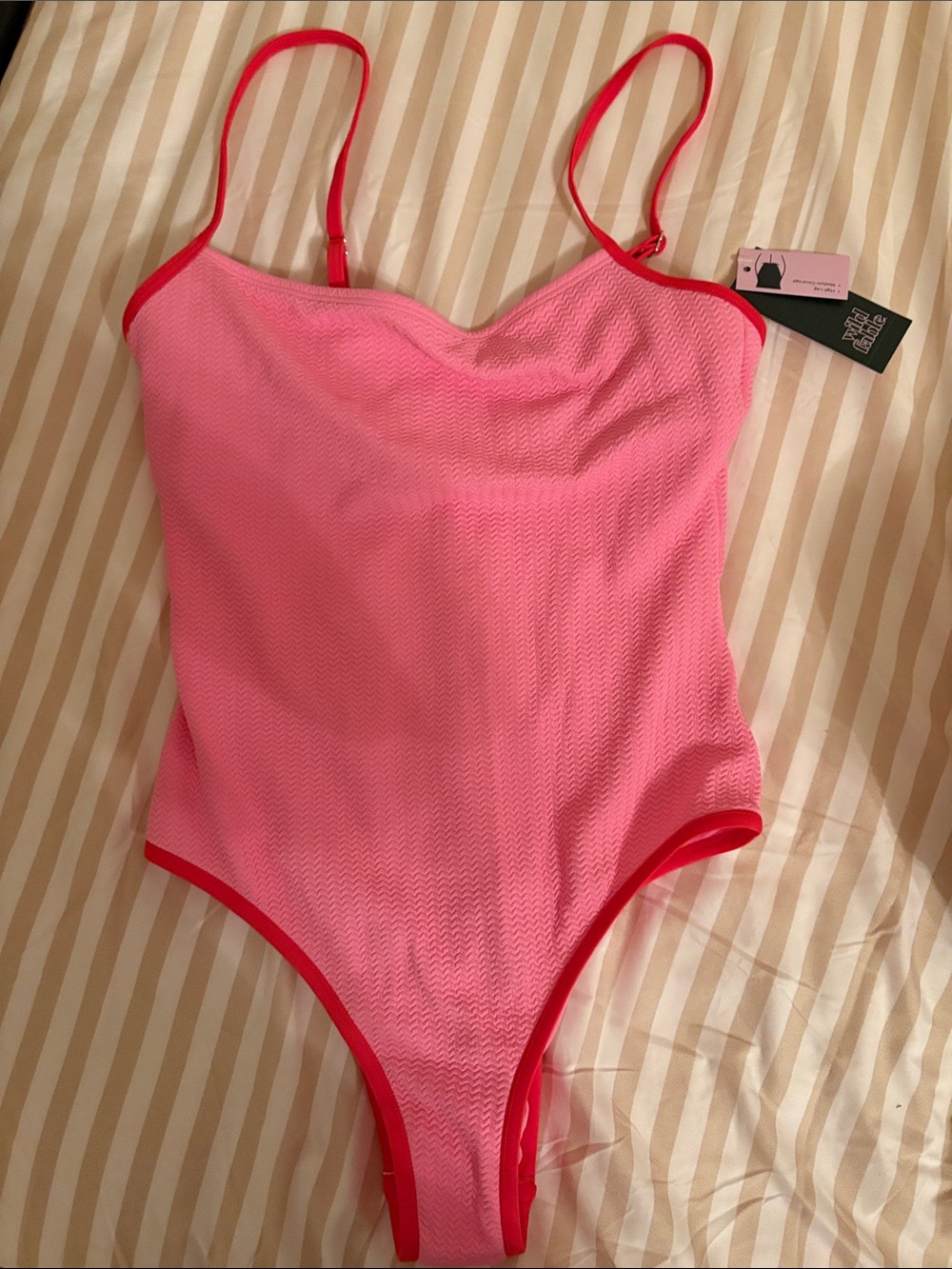 New w/ tags One-Piece Swimsuit - Pink with Red Trim